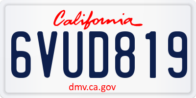 CA license plate 6VUD819