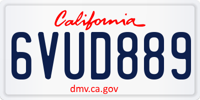 CA license plate 6VUD889