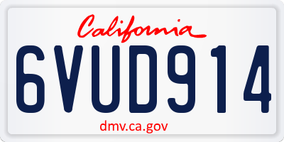 CA license plate 6VUD914