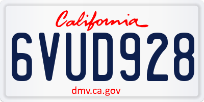 CA license plate 6VUD928