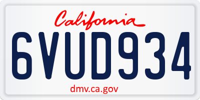 CA license plate 6VUD934