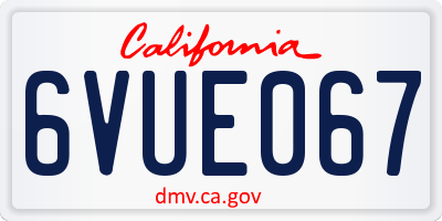 CA license plate 6VUE067
