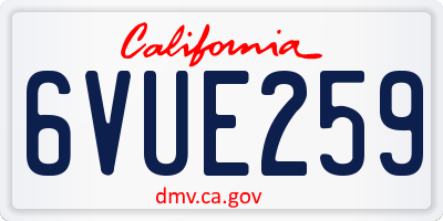 CA license plate 6VUE259
