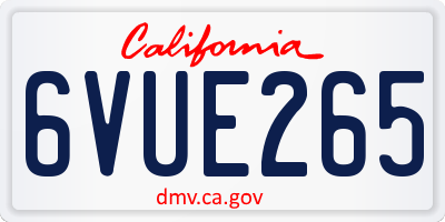 CA license plate 6VUE265