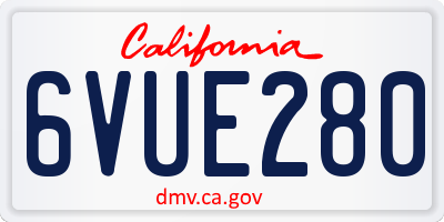 CA license plate 6VUE280