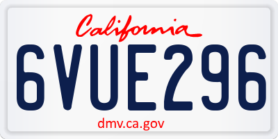 CA license plate 6VUE296