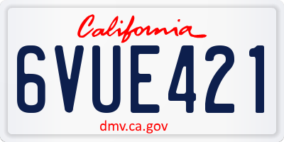 CA license plate 6VUE421