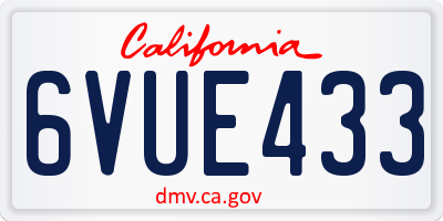 CA license plate 6VUE433