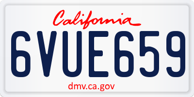 CA license plate 6VUE659