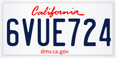 CA license plate 6VUE724
