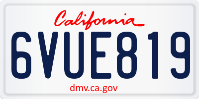 CA license plate 6VUE819
