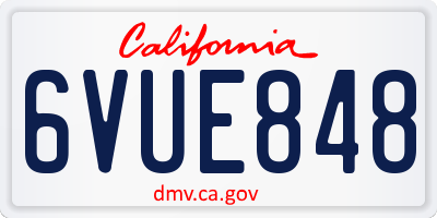 CA license plate 6VUE848