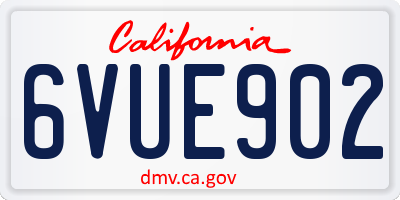 CA license plate 6VUE902