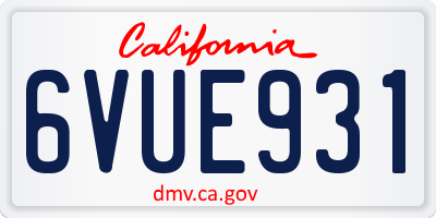 CA license plate 6VUE931