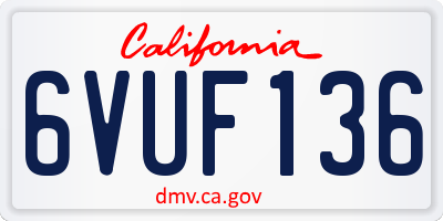 CA license plate 6VUF136