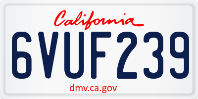 CA license plate 6VUF239
