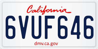 CA license plate 6VUF646