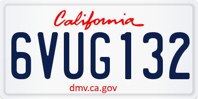 CA license plate 6VUG132