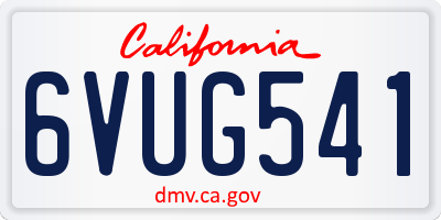 CA license plate 6VUG541