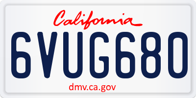 CA license plate 6VUG680
