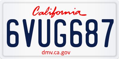 CA license plate 6VUG687