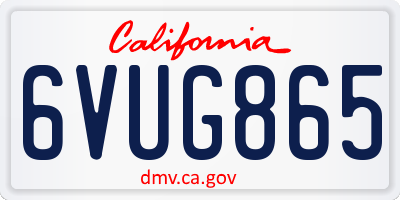 CA license plate 6VUG865