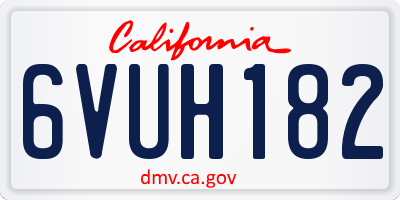 CA license plate 6VUH182