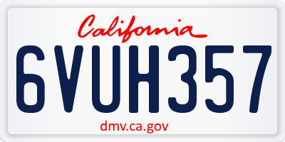 CA license plate 6VUH357