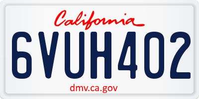 CA license plate 6VUH402
