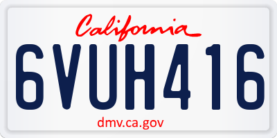 CA license plate 6VUH416
