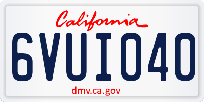 CA license plate 6VUI040