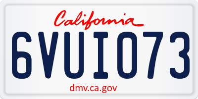 CA license plate 6VUI073