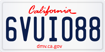 CA license plate 6VUI088