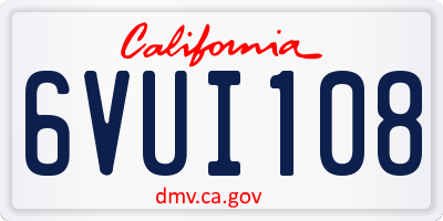 CA license plate 6VUI108