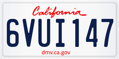 CA license plate 6VUI147