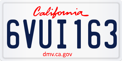 CA license plate 6VUI163