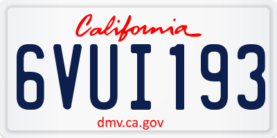 CA license plate 6VUI193