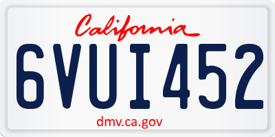 CA license plate 6VUI452