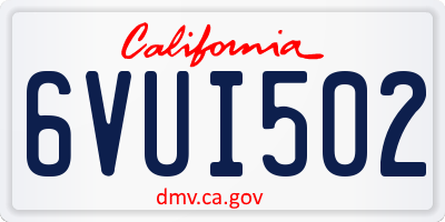 CA license plate 6VUI502
