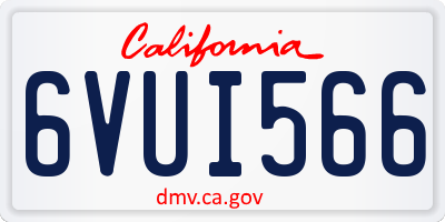 CA license plate 6VUI566