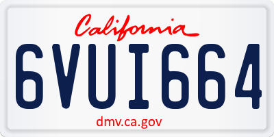 CA license plate 6VUI664