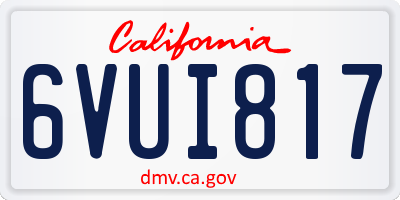 CA license plate 6VUI817
