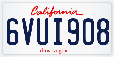 CA license plate 6VUI908