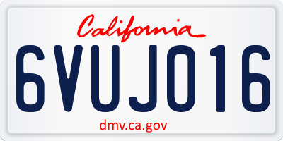 CA license plate 6VUJ016