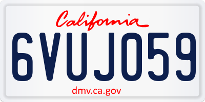 CA license plate 6VUJ059