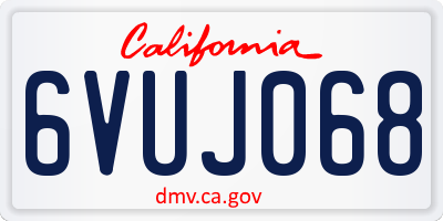 CA license plate 6VUJ068