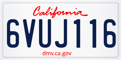 CA license plate 6VUJ116