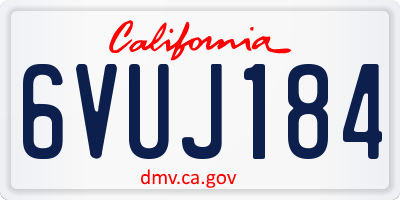 CA license plate 6VUJ184