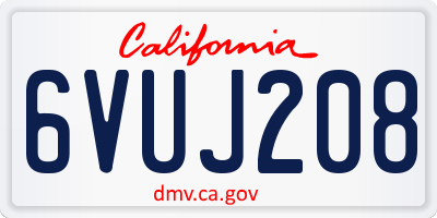 CA license plate 6VUJ208
