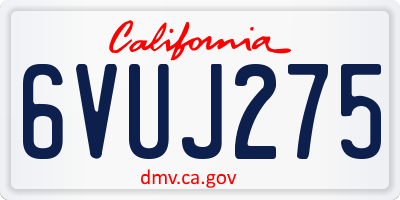 CA license plate 6VUJ275